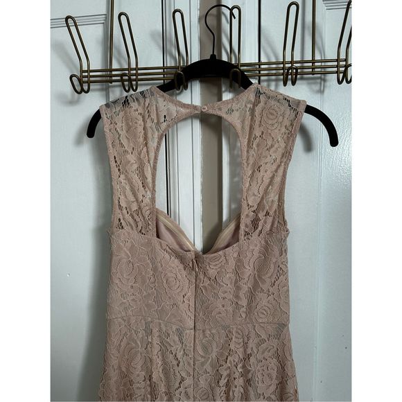 Lulus Medium Rosetta Blush Pink Lace Maxi Dress Wedding guest graduation easter - Picture 8 of 10